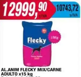 Maxiconsumo AL.ANIM FLECKY MIX/CARNE ADULTO x 15kg oferta