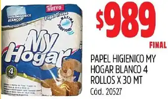 Supermercados Yaguar PAPEL HIGIENICO MY HOGAR BLANCO 4 ROLLOS X 30MT oferta