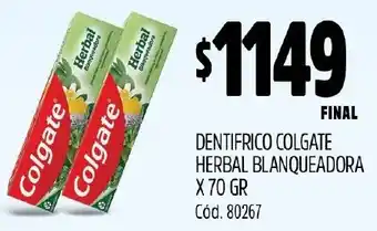 Supermercados Yaguar DENTIFRICO COLGATE HERBAL BLANQUEADORA X 70GR oferta