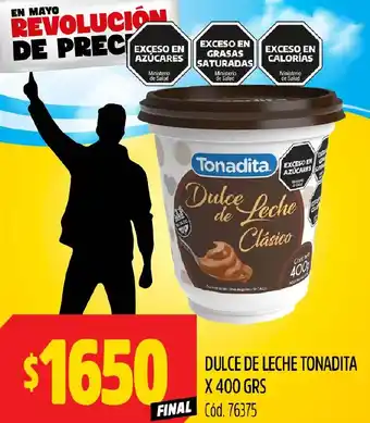 Supermercados Yaguar DULCE DE LECHE TONADITA X 400GR oferta