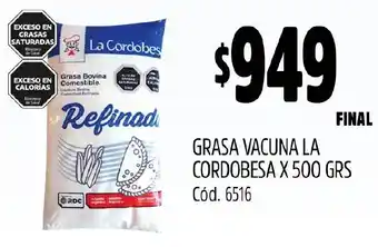 Supermercados Yaguar GRASA VACUNA LA CORDOBESA X 500GR oferta