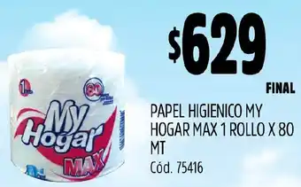 Supermercados Yaguar PAPEL HIGIENICO MY HOGAR MAX 1 ROLLO X 80 MT oferta