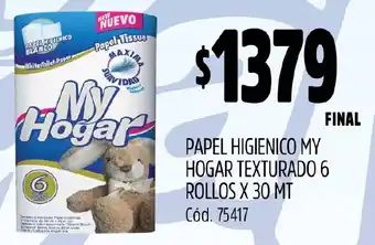 Supermercados Yaguar PAPEL HIGIENICO MY HOGAR TEXTURADO 6 ROLLOS X 30 MT oferta