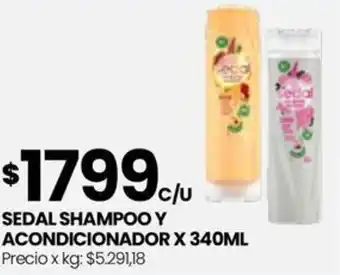 Punto Mayorista SEDAL SHAMPOO Y ACONDICIONADOR X 340ML oferta