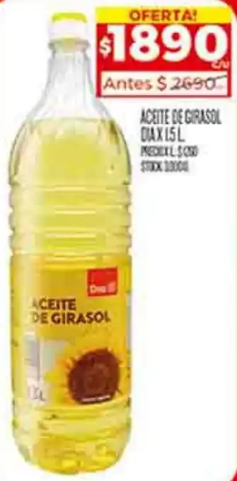 Supermercados DIA ACEITE DE GIRASOL DIA 1.5L oferta