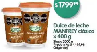 Supermercados Buenos Días Dulce de leche MANFREY clásico x 400g oferta