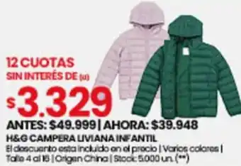 Changomas H&G CAMPERA LIVIANA INFANTIL oferta