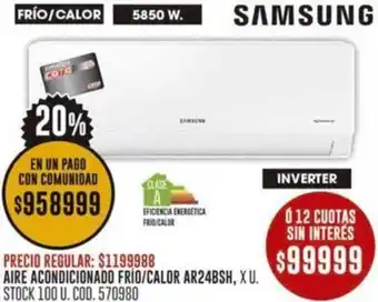 Coto SAMSUNG AIRE ACONDICIONADO FRIO/CALOR AR24BSH, XU. oferta