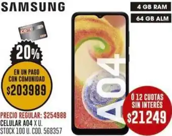 Coto SAMSUNG CELULAR A04 XU. oferta