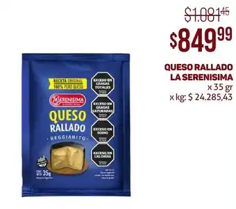 Makro QUESO RALLADO LA SERENISIMA x 35 gr oferta