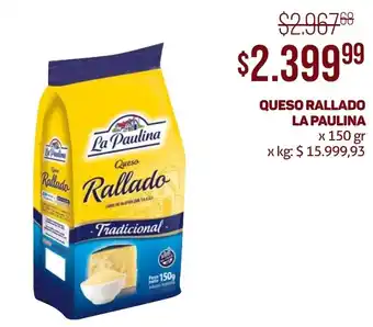 Makro QUESO RALLADO LA PAULINA x 150 gr oferta