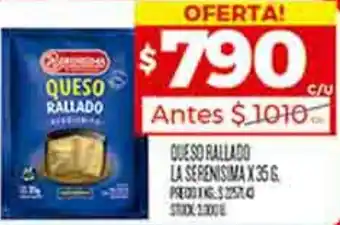 Supermercados DIA QUESO RALLADO LA SERENISIMA X 35G oferta