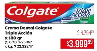 Makro Crema Dental Colgate Triple Acción x 180gr oferta