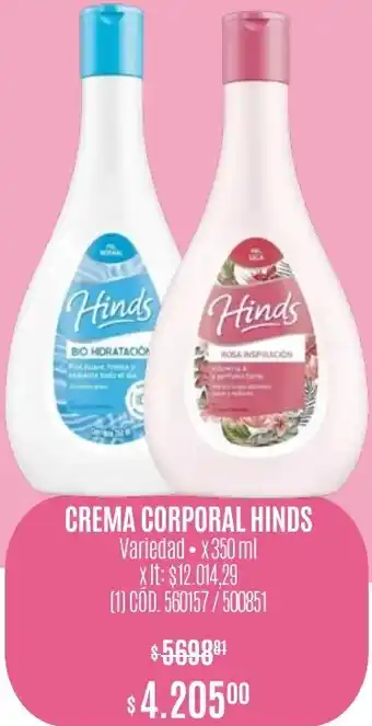 Makro CREMA CORPORAL HINDS x 350ml oferta