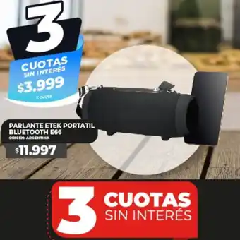 Supermayorista Vital PARLANTE ETEK PORTATIL BLUETOOTH E66 oferta