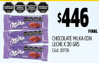 Supermercados Yaguar CHOCOLATE MILKA CON LECHE X 20GR oferta