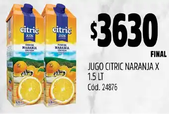 Supermercados Yaguar JUGO CITRIC NARANJA X 1.5LT oferta