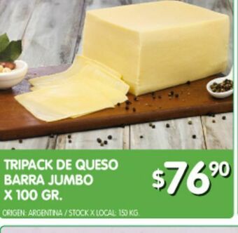 Jumbo Tripack de queso barra jumbo x 100 gr oferta