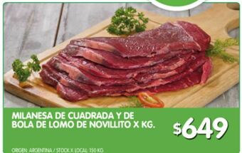 Milanesas de cuadrada de novillito