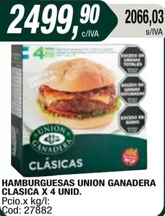 Maxiconsumo HAMBURGUESAS UNION GANADERA CLASICA X 4 UNID oferta