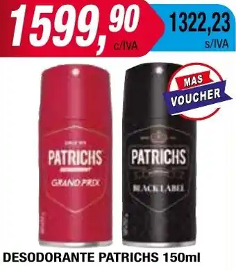 Maxiconsumo DESODORANTE PATRICHS 150ml oferta