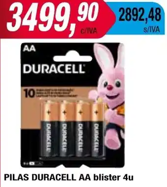 Maxiconsumo PILAS DURACELL AA blister 4u oferta