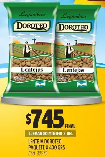 Supermercados Yaguar LENTEJA DOROTEO PAQUETE X 400GR oferta