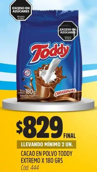 Supermercados Yaguar CACAO EN POLVO TODDY EXTREMO X 180GR oferta