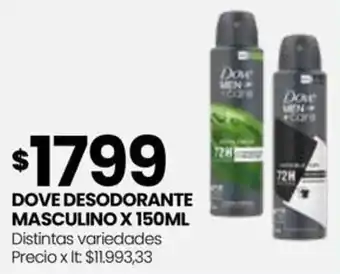 Punto Mayorista DOVE DESODORANTE MASCULINO X 150ML oferta