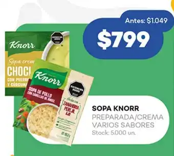 Supermercados Tadicor SOPA KNORR PREPARADA / CREMA VARIOS SABORES oferta