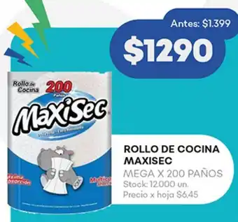Supermercados Tadicor ROLLO DE COCINA MAXISEC MEGA X 200 PAÑOS oferta