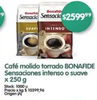 Supermercados Buenos Días Café molido torrado BONAFIDE Sensaciones intenso o suave x 250 g oferta