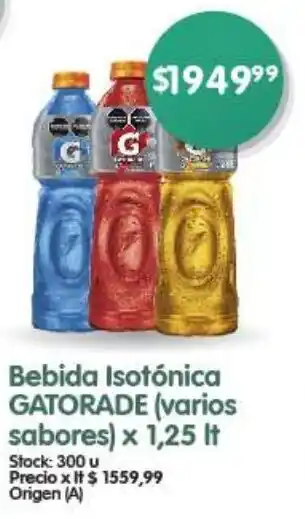 Supermercados Buenos Días Bebida Isotónica GATORADE (varios sabores) x 1,25 It oferta