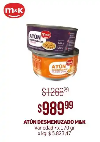 Makro ATÚN DESMENUZADO M&K variedad x 170 gr oferta