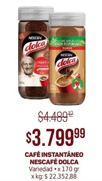 Makro CAFÉ INSTANTÁNEO NESCAFÉ DOLCA variedad x 170 gr oferta