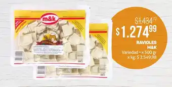 Makro RAVIOLES M&K variedad x 500 gr oferta