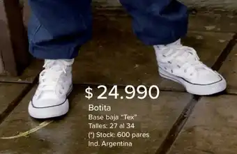 Carrefour Botita Base baja Tex Talles: 27 al 34 oferta