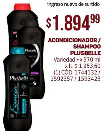 Makro ACONDICIONADOR/ SHAMPOO PLUSBELLE Variedad x 970ml oferta