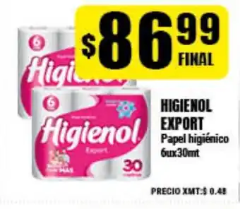 Supermayorista Vital Higienol Export Papel higiénico 6ux30mt oferta