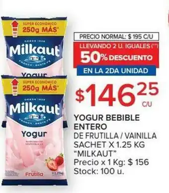 Carrefour Milkaut Yogur Bebible Entero De Frutilla/ Vainilla Sachet x 1,25kg oferta