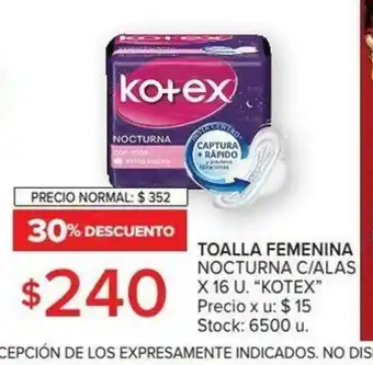 Carrefour Kotex Toalla Femenina Nocturna C/Alas x 16u. oferta