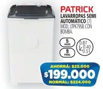 Casa del Audio PATRICK LAVARROPAS SEMI AUTOMÁTICO LTPK79SB.CON BOMBA oferta