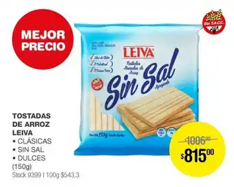 Atomo Conviene TOSTADAS DE ARROZ LEIVA CLÁSICAS / SIN SAL / DULCES (150g) oferta