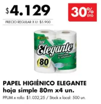 Disco PAPEL HIGIÉNICO ELEGANTE hoja simple 80m x 4 un. oferta