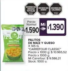 Carrefour Maxi Carrefour - classic palitos de maíz y queso oferta