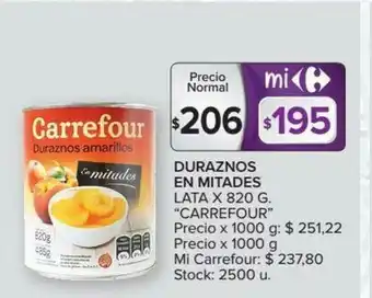 Carrefour Carrefour En Mitades Duraznos Lata x 820g oferta