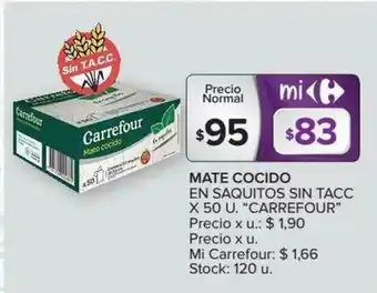 Carrefour Carrefour Mate Cocido En Saquitos Sin Tacc x 50 U oferta