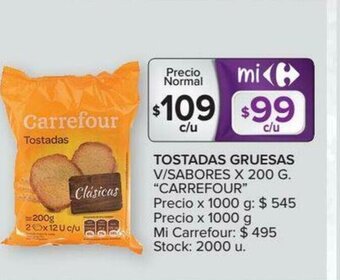 Carrefour Carrefour Tostadas Gruesas V/Sabores x 200g oferta