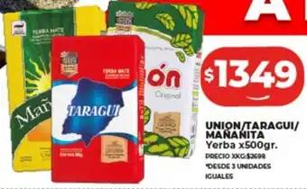 Supermayorista Vital UNION/TARAGUI/ MANANITA Yerba x 500gr oferta