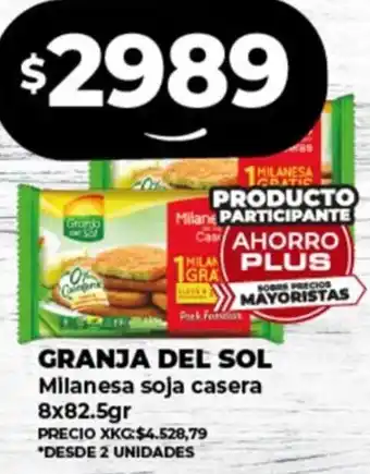 Supermayorista Vital GRANJA DEL SOL Milanesa soja casera 8x82.5gr oferta
